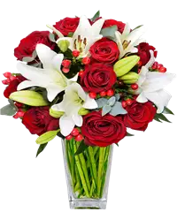 Bouquet fiori bianchi e rossi